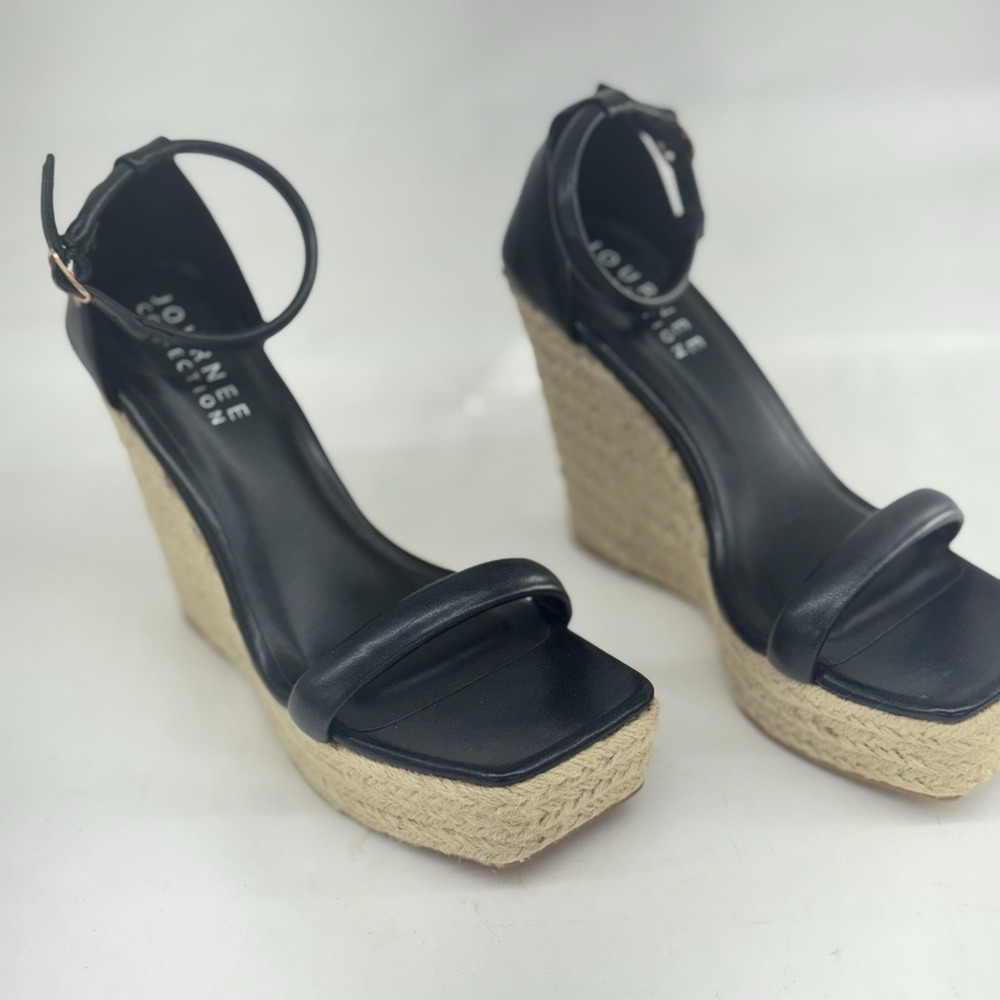 Journee Collection Women Olesia Ankle Strap Espadrille Sandals Size US 9 Black